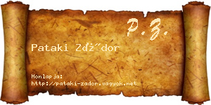 Pataki Zádor névjegykártya